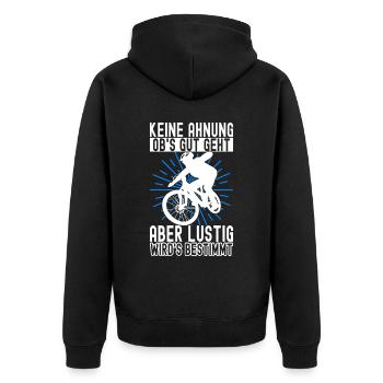 Fahrrad Fahrradfahrer - Unisex Premium Bio Zip Hoodie - Schwarz - Hinten - Nico (187cm)