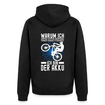 Fahrrad Fahrradfahrer - Unisex Premium Bio Zip Hoodie - Schwarz - Hinten - Nico (187cm)