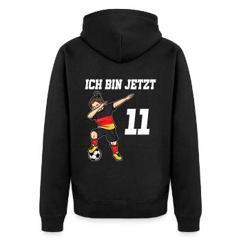 Fußballer 11 Jahre alt Mädchen Deutschland Fußball - Unisex Premium Bio Zip Hoodie - Schwarz - Hinten - Nico (187cm)