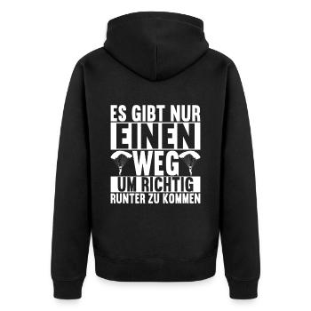 Fallschirmspringer Fallschirmsprung - Unisex Premium Bio Zip Hoodie - Schwarz - Hinten - Nico (187cm)