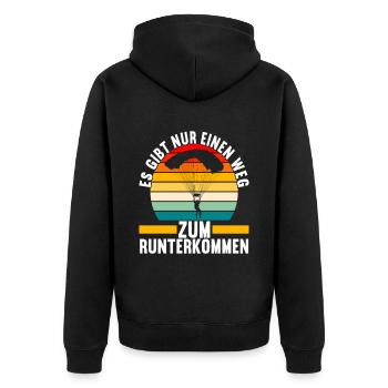 Fallschirmspringer Fallschirmsprung - Unisex Premium Bio Zip Hoodie - Schwarz - Hinten - Nico (187cm)