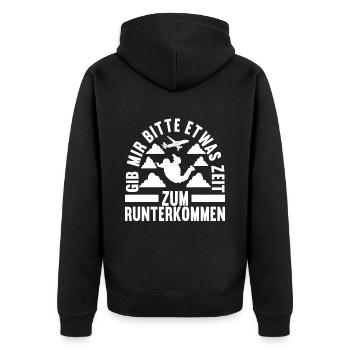 Fallschirmspringer Fallschirmsprung - Unisex Premium Bio Zip Hoodie - Schwarz - Hinten - Nico (187cm)