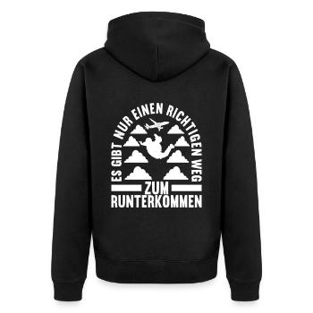Fallschirmspringer Fallschirmsprung - Unisex Premium Bio Zip Hoodie - Schwarz - Hinten - Nico (187cm)