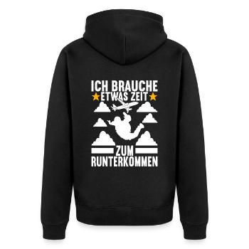 Fallschirmspringer Fallschirmsprung - Unisex Premium Bio Zip Hoodie - Schwarz - Hinten - Nico (187cm)