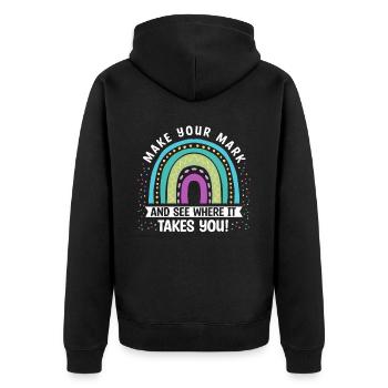 Machen Sie Sich Einen Zeichen Und Sehen Sie - Unisex Premium Bio Zip Hoodie - Schwarz - Hinten - Nico (187cm)