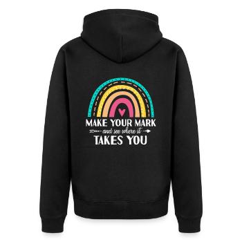Machen Sie Sich Einen Zeichen Und Sehen Sie - Unisex Premium Bio Zip Hoodie - Schwarz - Hinten - Nico (187cm)
