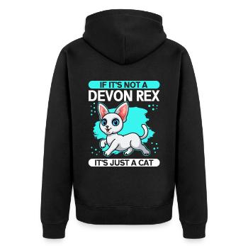 Devon Rex Cat Propriétaire Cat Cadeau Cat - Veste à capuche bio Premium Unisexe - noir - Dos - Nico (187cm)