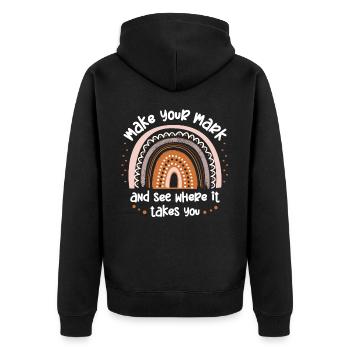 Machen Sie Sich Einen Zeichen Und Sehen Sie - Unisex Premium Bio Zip Hoodie - Schwarz - Hinten - Nico (187cm)