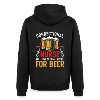 Correctional Nurse Medical Worker Gefängniskrankenschwester - Unisex Premium Bio Zip Hoodie - Schwarz - Hinten - Nico (187cm)