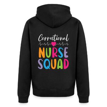 Correctional Nurse Medical Worker Gefängniskrankenschwester - Unisex Premium Bio Zip Hoodie - Schwarz - Hinten - Nico (187cm)