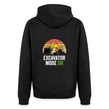 Bagger Baggerfahrer Baggern Baustelle Straßenbau - Unisex Premium Bio Zip Hoodie - Schwarz - Hinten - Nico (187cm)