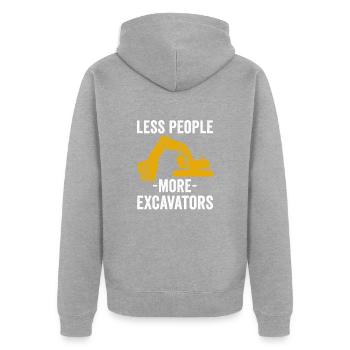 Bagger Bauarbeiter Baggerfahrer Baumaschine Job - Unisex Premium Bio Zip Hoodie - Grau meliert - Hinten - Nico (187cm)