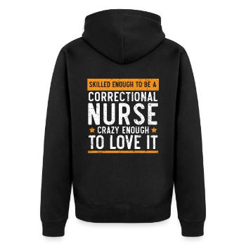 Infirmière correctionnelle Travailleur médical Infirmière pénitentiaire - Veste à capuche bio Premium Unisexe - noir - Dos - Nico (187cm)