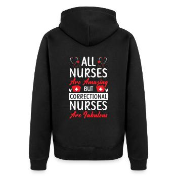 Correctional Nurse Medical Worker Gefängniskrankenschwester - Unisex Premium Bio Zip Hoodie - Schwarz - Hinten - Nico (187cm)