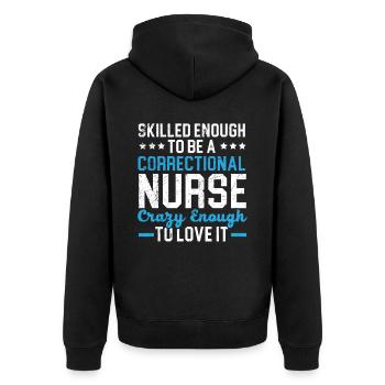 Infirmière correctionnelle Travailleur médical Infirmière pénitentiaire - Veste à capuche bio Premium Unisexe - noir - Dos - Nico (187cm)