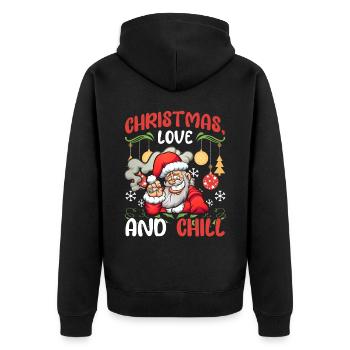chill chilling Santa lustiger Spruch Weihnachten - Unisex Premium Bio Zip Hoodie - Schwarz - Hinten - Nico (187cm)