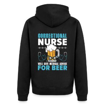 Correctional Nurse Medical Worker Gefängniskrankenschwester - Unisex Premium Bio Zip Hoodie - Schwarz - Hinten - Nico (187cm)