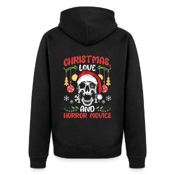 Horror Movie Kino Santa Weihanchten Liebe Horror - Unisex Premium Bio Zip Hoodie - Schwarz - Hinten - Nico (187cm)