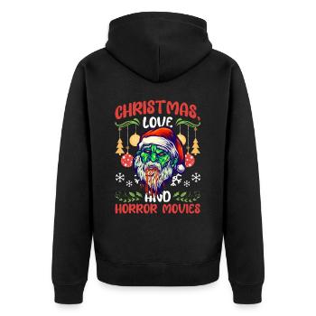 Horror Movie Zombie Santa Weihanchten Liebe Horror - Unisex Premium Bio Zip Hoodie - Schwarz - Hinten - Nico (187cm)