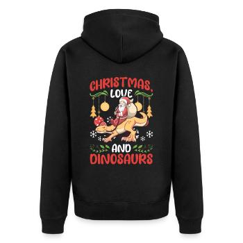 Dinosaur Dino Young Boy Christmas Gift - Unisex Premium Organic Zip Hoodie - black - Back - Nico (187cm)