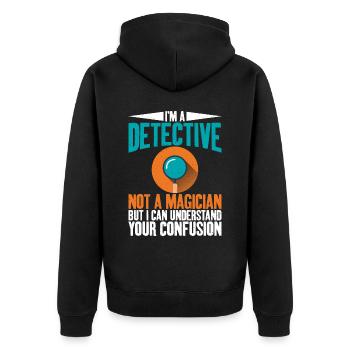 Ich Bin Ein Detektiv, Keine - Unisex Premium Bio Zip Hoodie - Schwarz - Hinten - Nico (187cm)