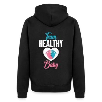 Team Healthy Baby Gender Reveal - Unisex Premium Bio Zip Hoodie - Schwarz - Hinten - Nico (187cm)