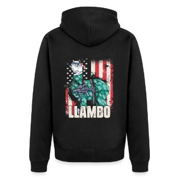 LLambo Alpaga Lama Drôle - Veste à capuche bio Premium Unisexe - noir - Dos - Nico (187cm)
