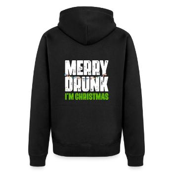 Funny Merry Drunk I'm Christmas Ugly Christmas - Unisex Premium Bio Zip Hoodie - Schwarz - Hinten - Nico (187cm)