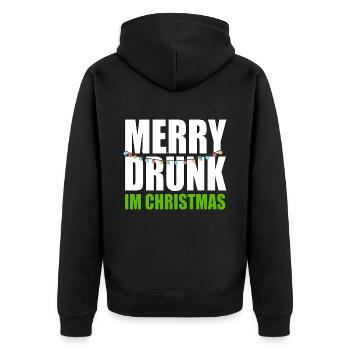 Funny Merry Drunk I'm Christmas Ugly Christmas - Unisex Premium Bio Zip Hoodie - Schwarz - Hinten - Nico (187cm)