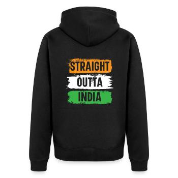 Straight Outta Indien Happy Republic Day Indian - Unisex Premium Bio Zip Hoodie - Schwarz - Hinten - Nico (187cm)