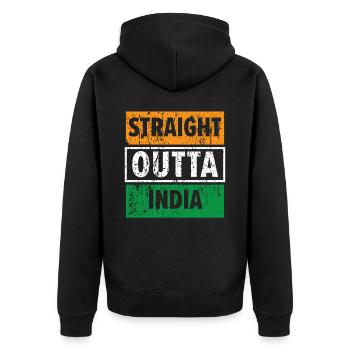 Straight Outta Indien Happy Republic Day Indian - Unisex Premium Bio Zip Hoodie - Schwarz - Hinten - Nico (187cm)