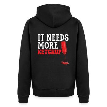 It Needs More Ketchup King Ketchup Queen - Unisex Premium Organic Zip Hoodie - black - Back - Nico (187cm)