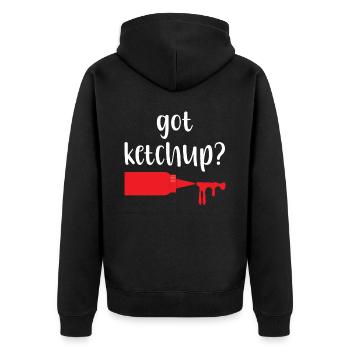 Habe Ketchup Gewürze Essen Liebhaber Tomaten Ketchup - Unisex Premium Bio Zip Hoodie - Schwarz - Hinten - Nico (187cm)