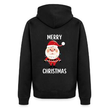 Merry Christmas Lustiges Weihnachtsshirt - Unisex Premium Bio Zip Hoodie - Schwarz - Hinten - Nico (187cm)