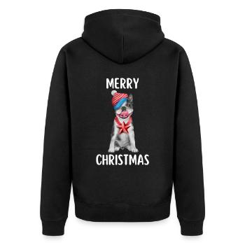 Joyeux Noël Drôle de Chemise de Noël - Veste à capuche bio Premium Unisexe - noir - Dos - Nico (187cm)