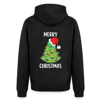 Merry Christmas Lustiges Weihnachtsshirt - Unisex Premium Bio Zip Hoodie - Schwarz - Hinten - Nico (187cm)