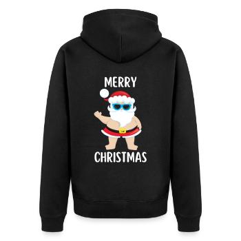 Joyeux Noël Drôle de Chemise de Noël - Veste à capuche bio Premium Unisexe - noir - Dos - Nico (187cm)