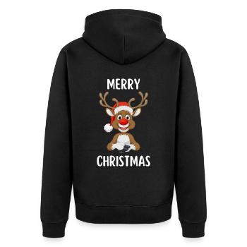 Joyeux Noël Drôle de Chemise de Noël - Veste à capuche bio Premium Unisexe - noir - Dos - Nico (187cm)