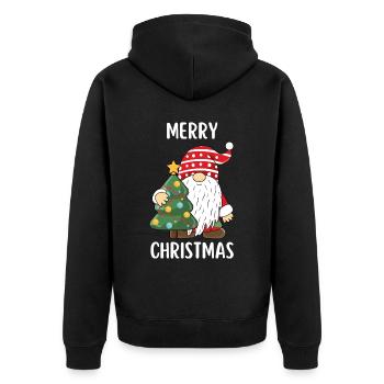 Merry Christmas Lustiges Weihnachtsshirt - Unisex Premium Bio Zip Hoodie - Schwarz - Hinten - Nico (187cm)