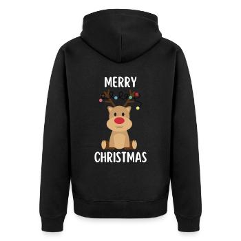 Joyeux Noël Drôle de Chemise de Noël - Veste à capuche bio Premium Unisexe - noir - Dos - Nico (187cm)