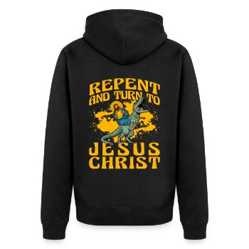 Repentez-vous et tournez-vous vers Jésus-Christ - Veste à capuche bio Premium Unisexe - noir - Dos - Nico (187cm)