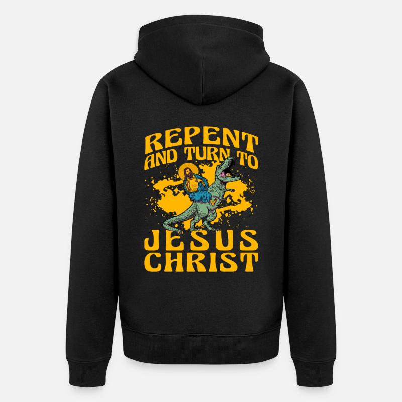 Repentez-vous et tournez-vous vers Jésus-Christ - Veste à capuche bio Premium Unisexe - noir