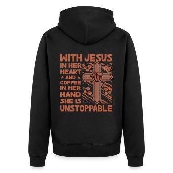 Christianisme Jésus Café Drôle de dicton - Veste à capuche bio Premium Unisexe - noir - Dos - Nico (187cm)