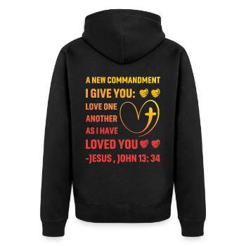 Christentum Zitat - Unisex Premium Bio Zip Hoodie - Schwarz - Hinten - Nico (187cm)