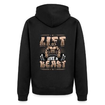 Lifting Like a Beast Weightlifting Bodybuilder - Unisex Premium Organic Zip Hoodie - black - Back - Nico (187cm)