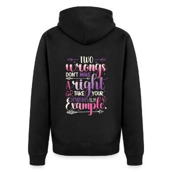 Zwei Ungerechtigkeiten Ergeben Kein Recht. - Unisex Premium Bio Zip Hoodie - Schwarz - Hinten - Nico (187cm)