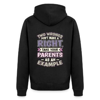 Zwei Ungerechtigkeiten Ergeben Kein Recht. - Unisex Premium Bio Zip Hoodie - Schwarz - Hinten - Nico (187cm)