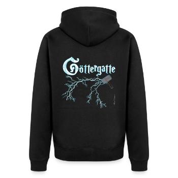 Göttergatte ein wahrlich göttlicher Ehemann - Unisex Premium Bio Zip Hoodie - Schwarz - Hinten - Nico (187cm)