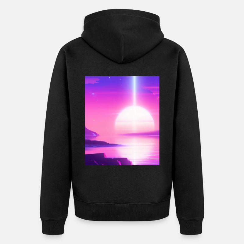 Vaporwave Sun Synthwave Sunset - Veste à capuche bio Premium Unisexe - noir