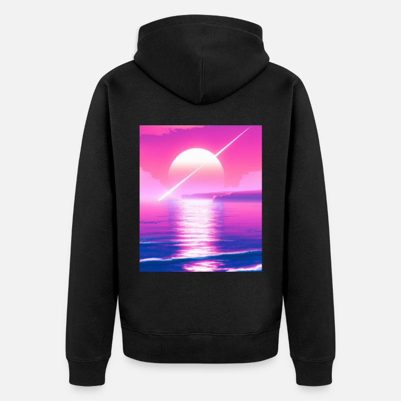 Vaporwave Sun Synthwave Sunset - Veste à capuche bio Premium Unisexe - noir